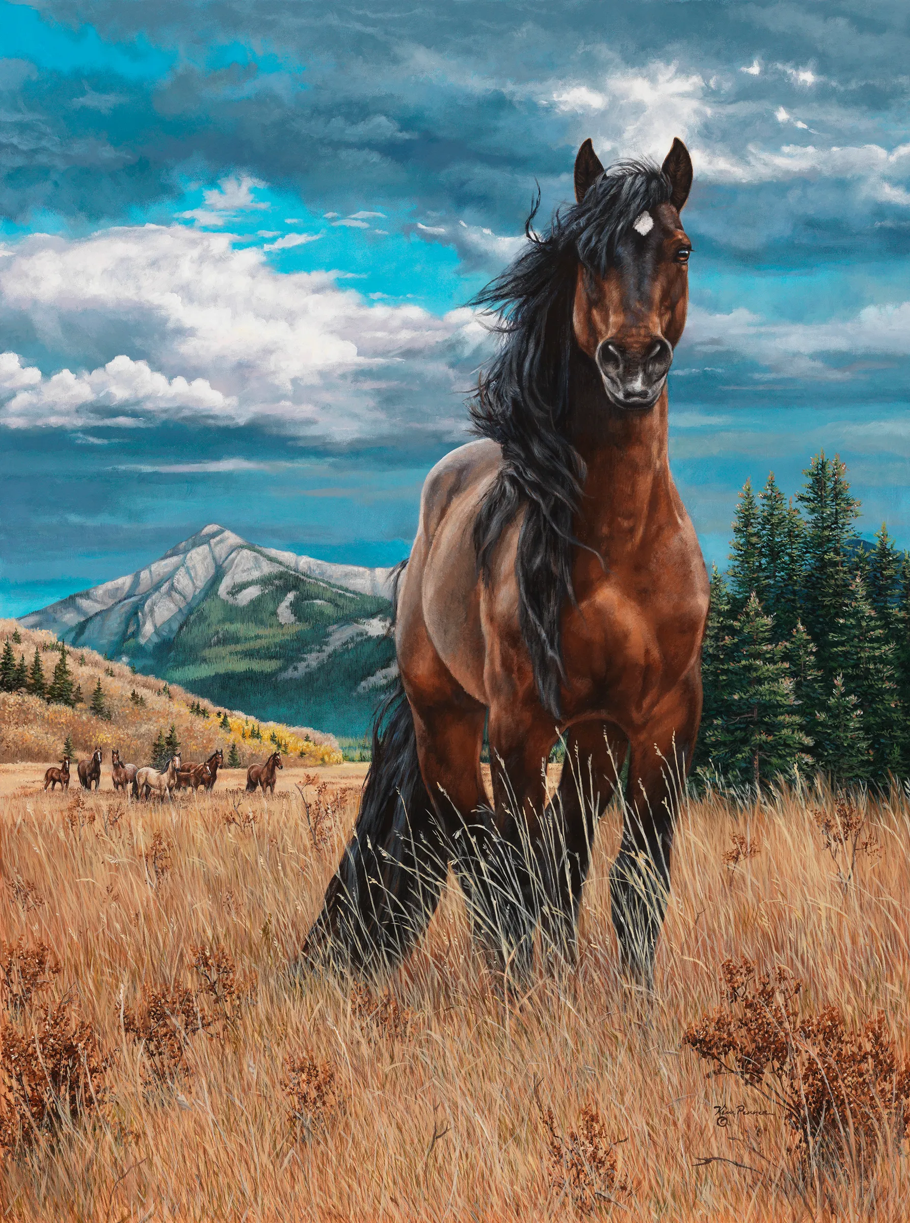 Freedom, original acrylic painting of a stallion by Kim Penner
