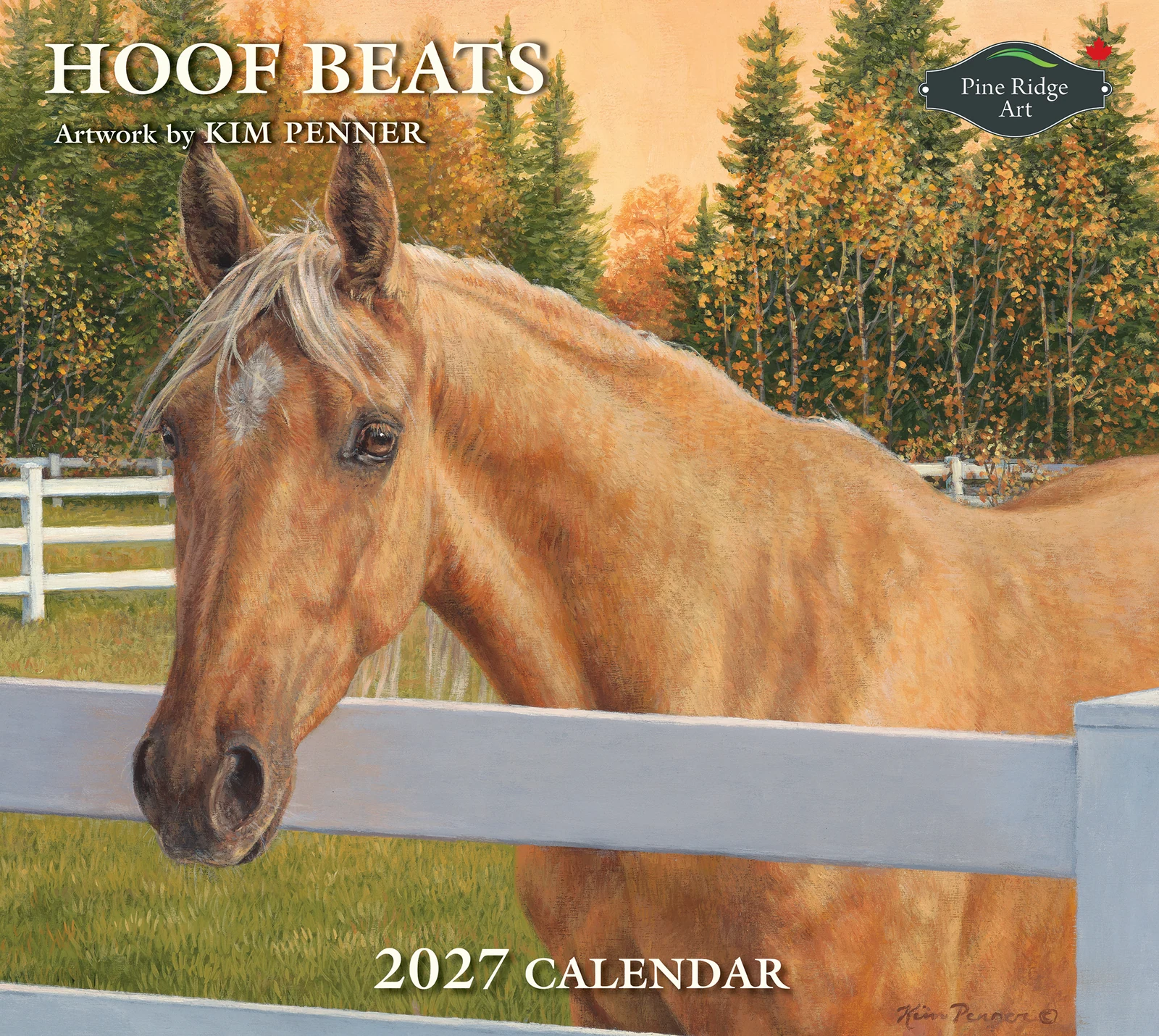 Hoof Beats 2027 wall calendar cover featuring equine artwork by Kim Penner.