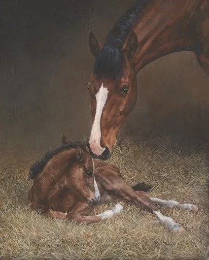 Loraine's Horse, equine painting by Kim Penner, in a private collection