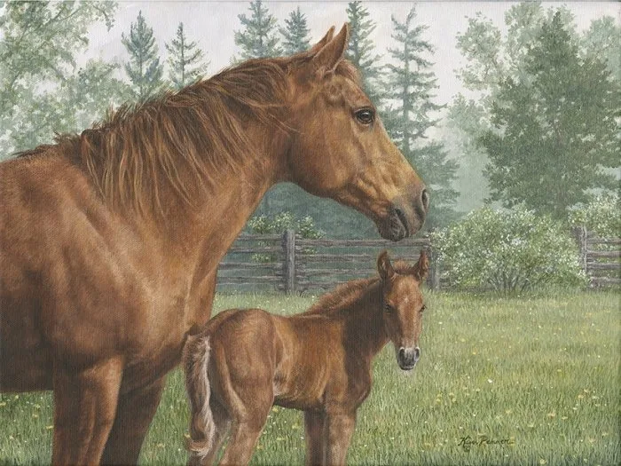 Spitting Image, equine painting by Kim Penner, in a private collection