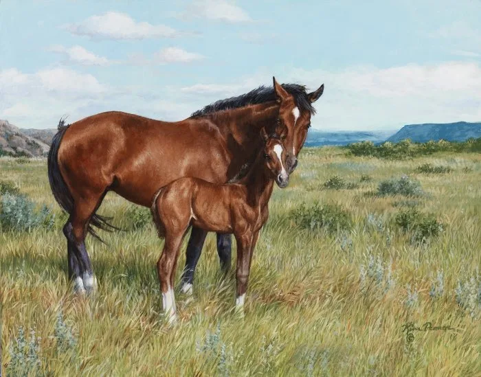 Summer's Secrets, equine painting by Kim Penner, in a private collection