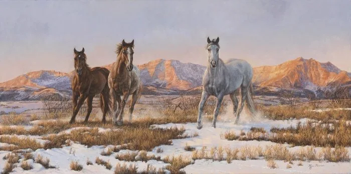 Sunset, equine painting by Kim Penner, in a private collection