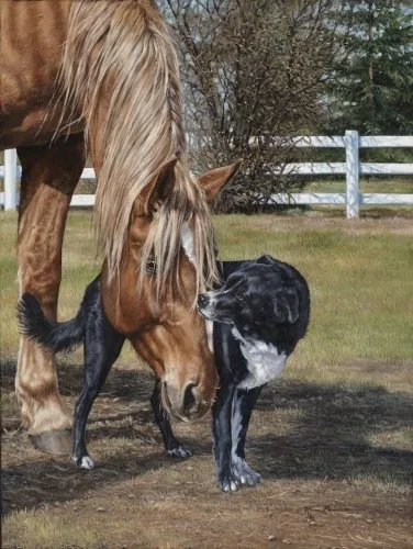 Trusted Friends, equine painting by Kim Penner, in a private collection