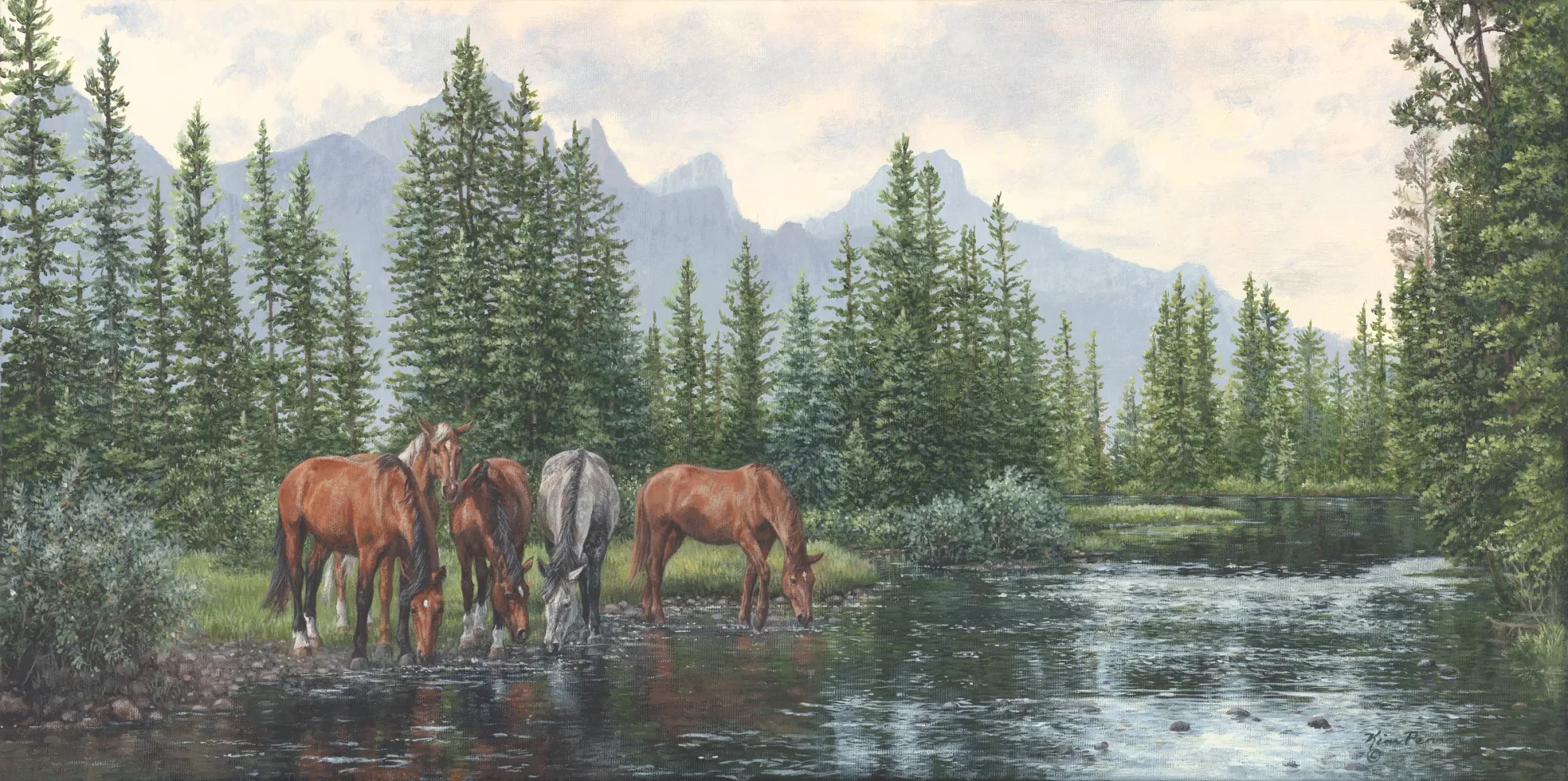 Quiet Stream, equine painting by Kim Penner